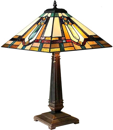 radiance goods tiffany style mission stained glass table lamp 24 height