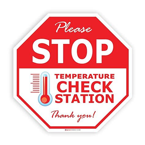 Buy Ignixia Pack Of 02 Stop Temperature Check Station Sign Decals