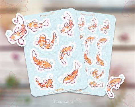 Koi Fish Bundle Cute Koi Fish Sticker Sheet Koi Fish Stickers Koi Fish