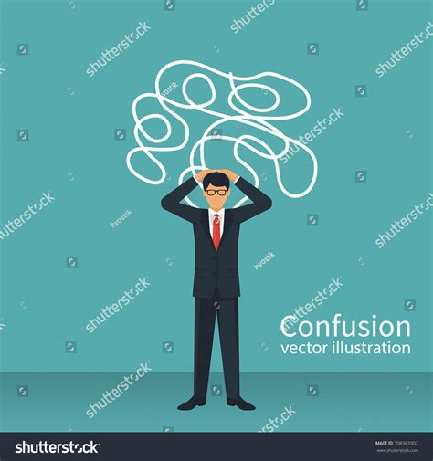 Confused Thoughts Confusion Concept Businessman Holding Stock Vector