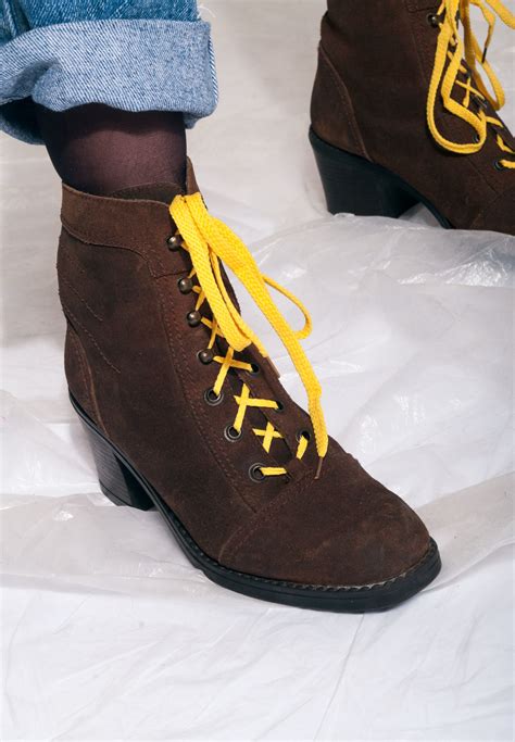 Vintage Leather Boots 90s Suede Lace Up Ankle Boots Pop Sick Vintage