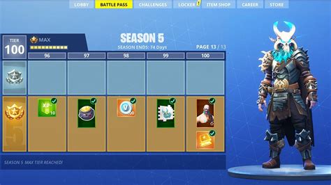Fortnite Season 5 Level 100 Battle Pass Skins And New Map Gameplay New