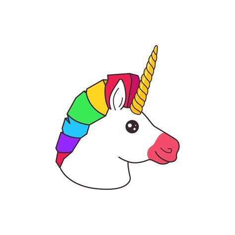 Cute Magic Fantasy Cartoon Unicorn Head With Rainbow Mohawk Haircut