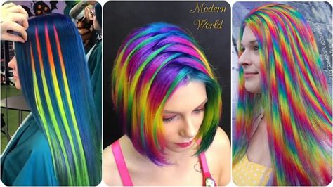 Beautiful Rainbow Hair Transformation 💙color Hair