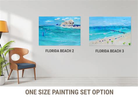 Clearwater Beach Painting Florida Sea Painting Set Of 3 Abstract Set Of