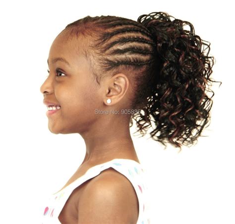 Beautiful Sleek Dark Golden Brown Afro Curly Kids Ponytail Style Wrap