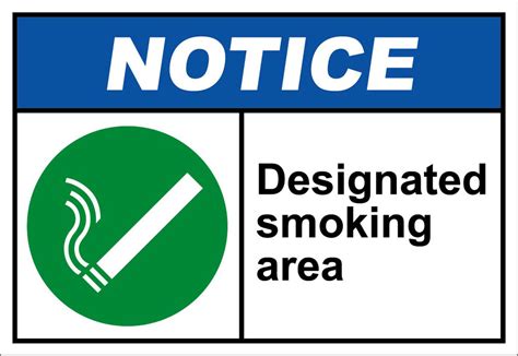 Osha Notice Designated Smoking Area Sign With Symbol