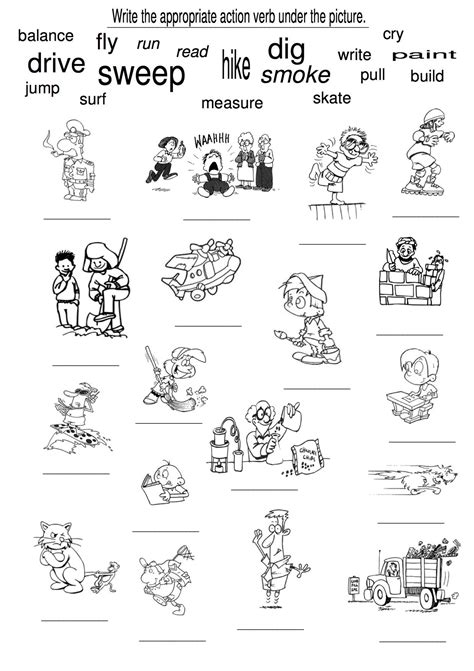 Action Verbs Coloring Page Preschool Coloring Pages