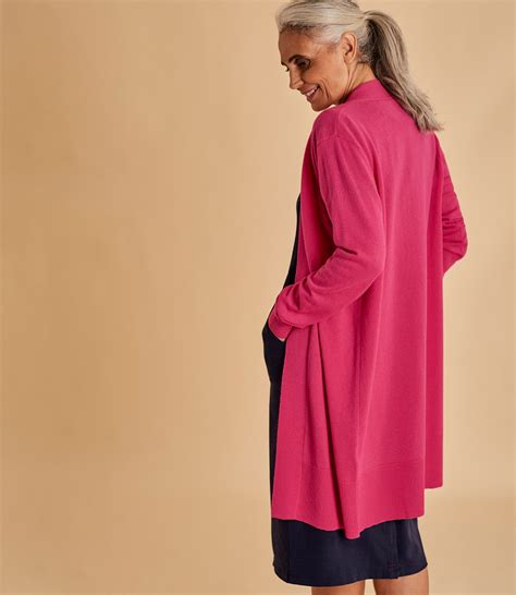 Fuchsia Pink Womens Cashmere And Merino Open Long Cardigan Woolovers Us