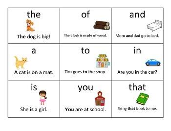1st Grade Sight Word Flash Cards with Sentences by Mrs Ks Creations