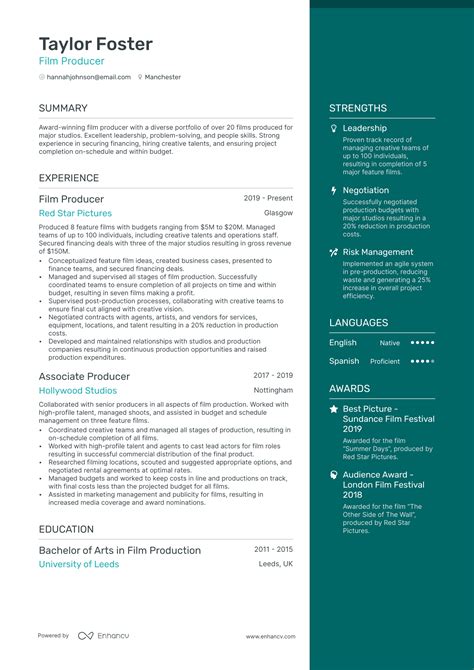 3 Film CV Examples for 2024