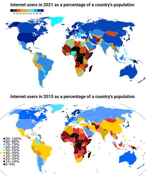 Internet Users As Percentage Of Population In 2015 Vs 2021 Rindia