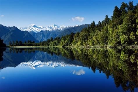 Lake Matheson Water Landscape Reflection Mountains Forest New