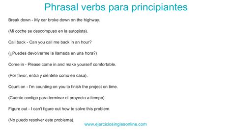 Phrasal Verbs Para Principiantes Ejercicios Ingl S Online