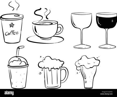 illustration of the different kinds of drinks on a white background stock vector image and art alamy
