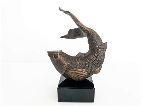 Fish Sculpture Koi Carp Sculpture Limited Edition Bronze Black