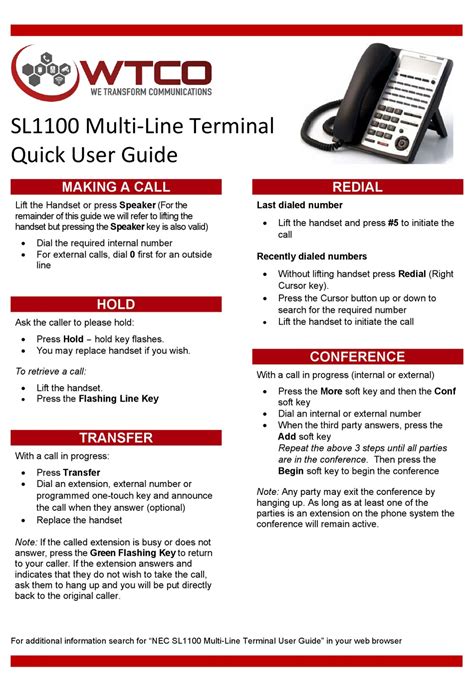 Nec Sl1100 Quick User Manual Pdf Download Manualslib