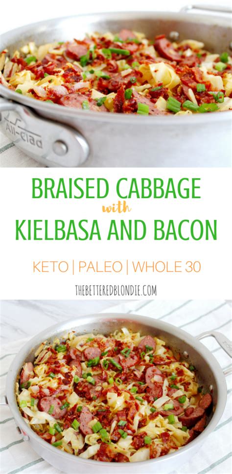 This recipe is a beautiful blend of southern cooking remove from the heat and stir in the vinegar. Braised Cabbage with Kielbasa and Bacon - Keto, Paleo ...