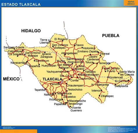 Mapa Estado Tlaxcala Mapas Para México Usa Y Canada De Pared Murales