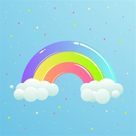 Een Mooie Regenboog Met Wolken Tegen De Hemel Met Sterren Leuke