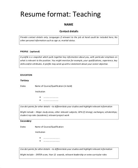 The core issue is that a resume must be a useful use the employer's contact person to get as much information as possible about the job. FREE 9+ Simple Resume Format in MS Word | PDF