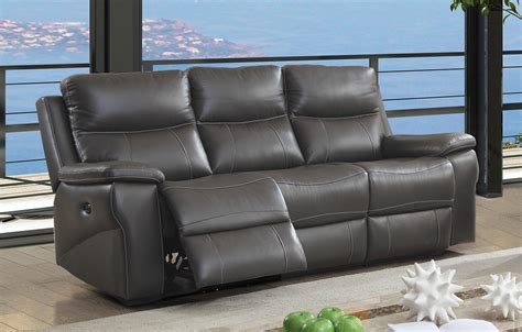 Furniture Of America Modern Leather Barton Power Reclining Sofa Gray