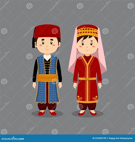 Couple Character Wearing Turks National Dress Stock Vector