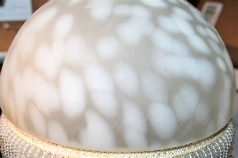 Vintage Frosted Etched Glass Fringe Dome Beaded Shade Lamp Etsy