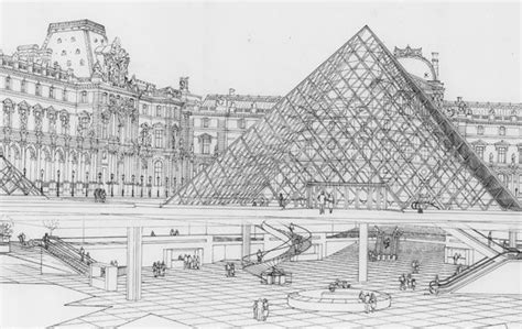 Image Result For Ink Drawing Louvre Louvre Pyramid Louvre Musée Dorsay