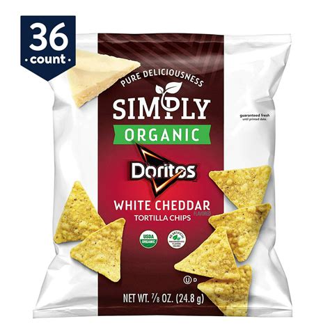 Simply Doritos White Cheddar Tortilla Chips 0875 Oz Bags 36 Count