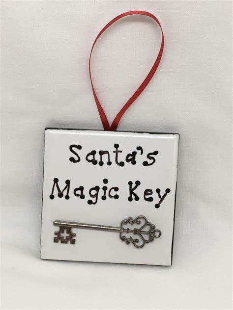 Ornaments Santas Magic Key Square 2 By 2 Inch Ceramic Tile With Poem