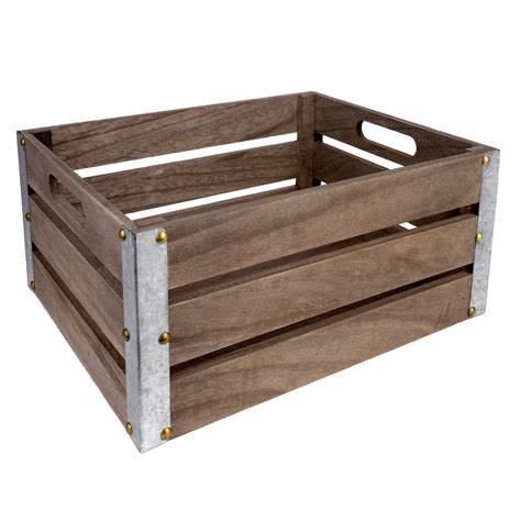 Find The Wood Plank Crate With Metal Edges By Ashland At Michaels