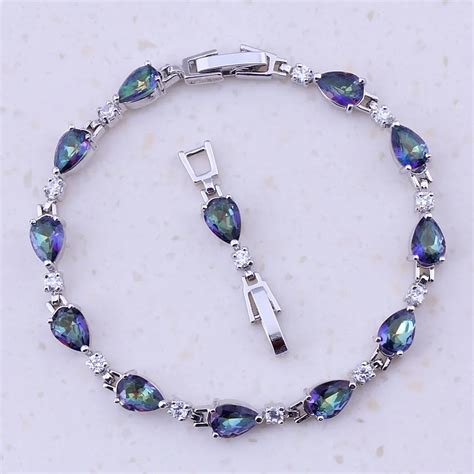 Unusal Blue Rainbow Mystic Crystal Cubic Zircon Fashion Jewelry Silver