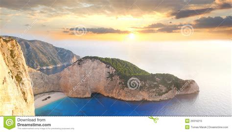 Famous Navagio Beach Zakynthos Greece Stock Image