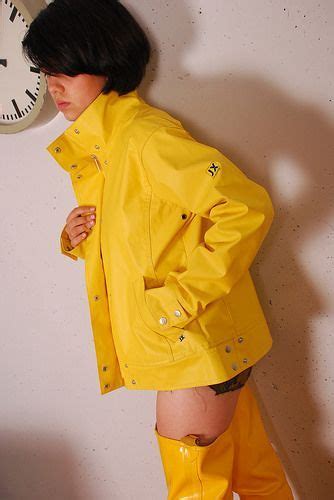 Yellow PVC Raincoat Yellow Rubber Waders Rainwear Girl Rainwear Fashion Raincoat