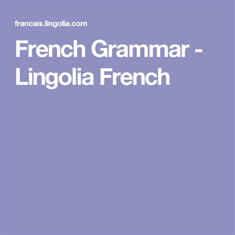 French Grammar - Lingolia French | French grammar, Grammar ...