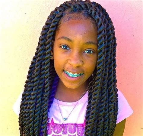 Divide the hair in the ponytail and make 2 twist plaits or you can make one. Twists | Little black girls braids, Black girl braided ...