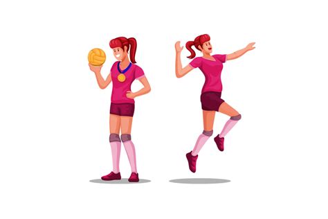 female volley athlete character set volley player championship sport illustration vector crella