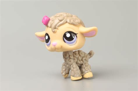 Littlest Pet Shop Grey Tan Baby Sheep Lamb 2101 W Purple Eyes Lps