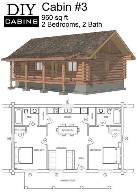 Amazing Two Bedroom Log Cabin Plans New Home Plans Design