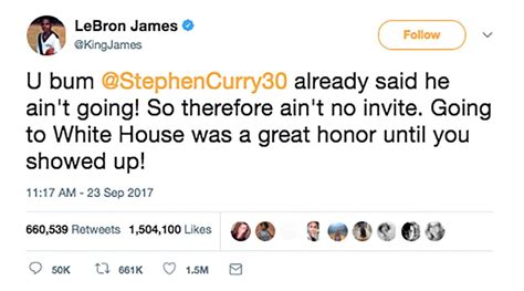 Lebron James U Bum Tweet At Trump Most Retweeted In 2017