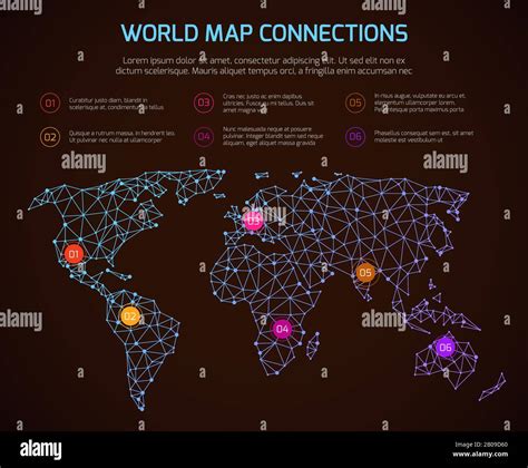 Vector World Polygonal Map Communication Infographic Template With