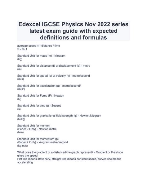 Edexcel Igcse Physics Nov Series Latest Exam Guide With Expected