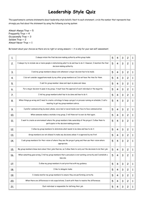 Skills assessment worksheet transferrable skills generally are not associated with a particular job or task. Best leadership style quiz printable | Hunter Blog