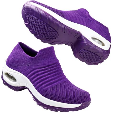 Hkr Womens Walking Shoes Lightweight Platform Slip On Sneakers
