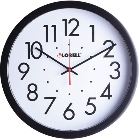 Lorell® Clock Wall Self Set Round 14 12 Black Llr61009