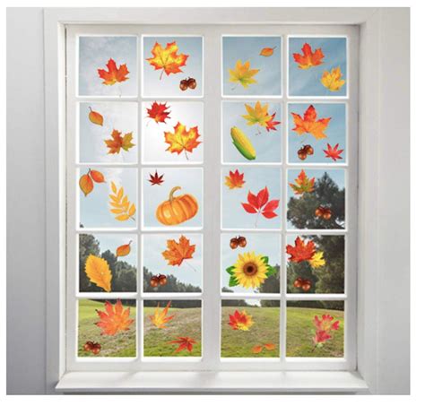 180 Fall Leaves Window Clings Fall Decorations Halloween Decorations