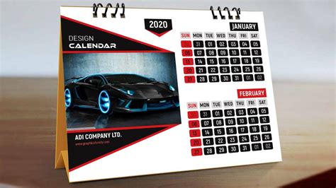 Professional Desk Calendar In Black And Red Free Psd Source