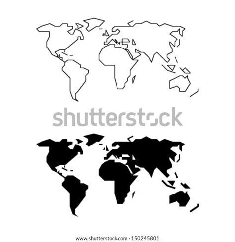 Simplified World Map Straight Lines Less Stock Vector Royalty Free