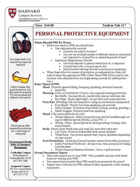 Toolboxtalkspersonalprotectiveequipmentenglishpdf Personal